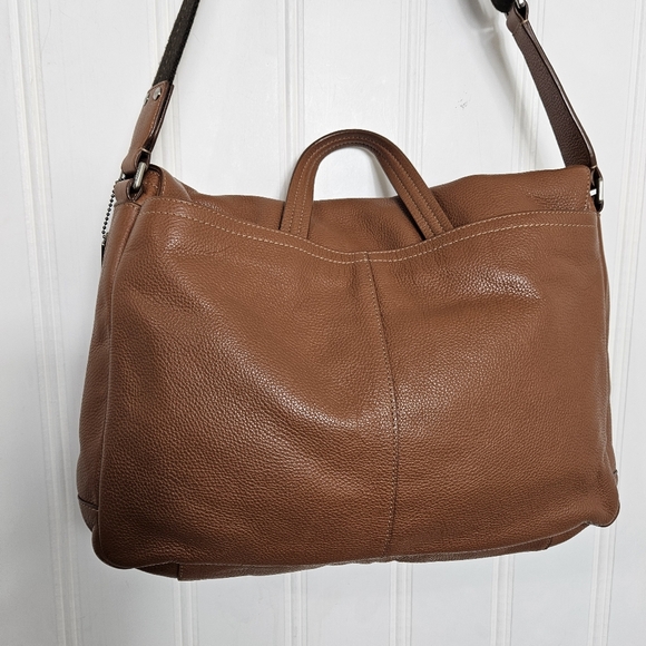 Coach Transatlantic Messenger Bag Brown Pebbled Leather Unisex Crossbody - Picture 7 of 16
